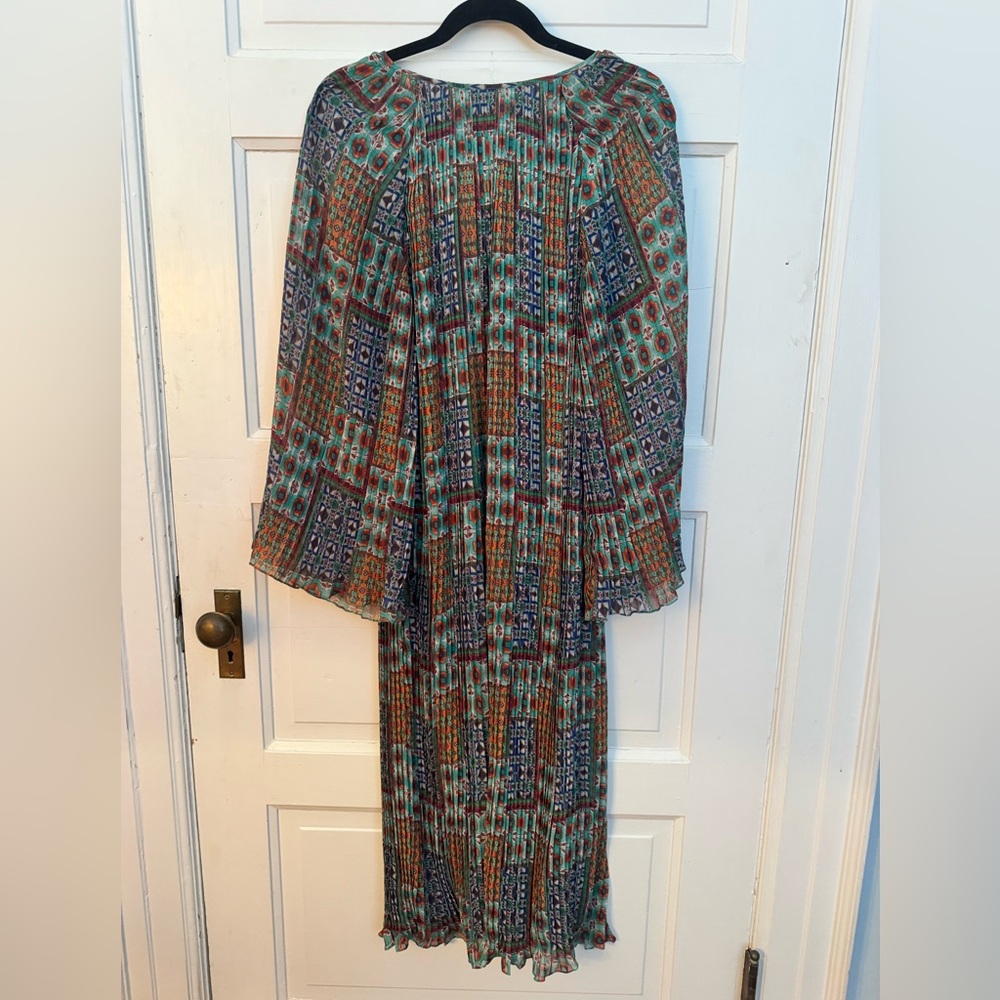 Bohemian Printed Long Sleeve Maxi Dress - Mint & Multicolor